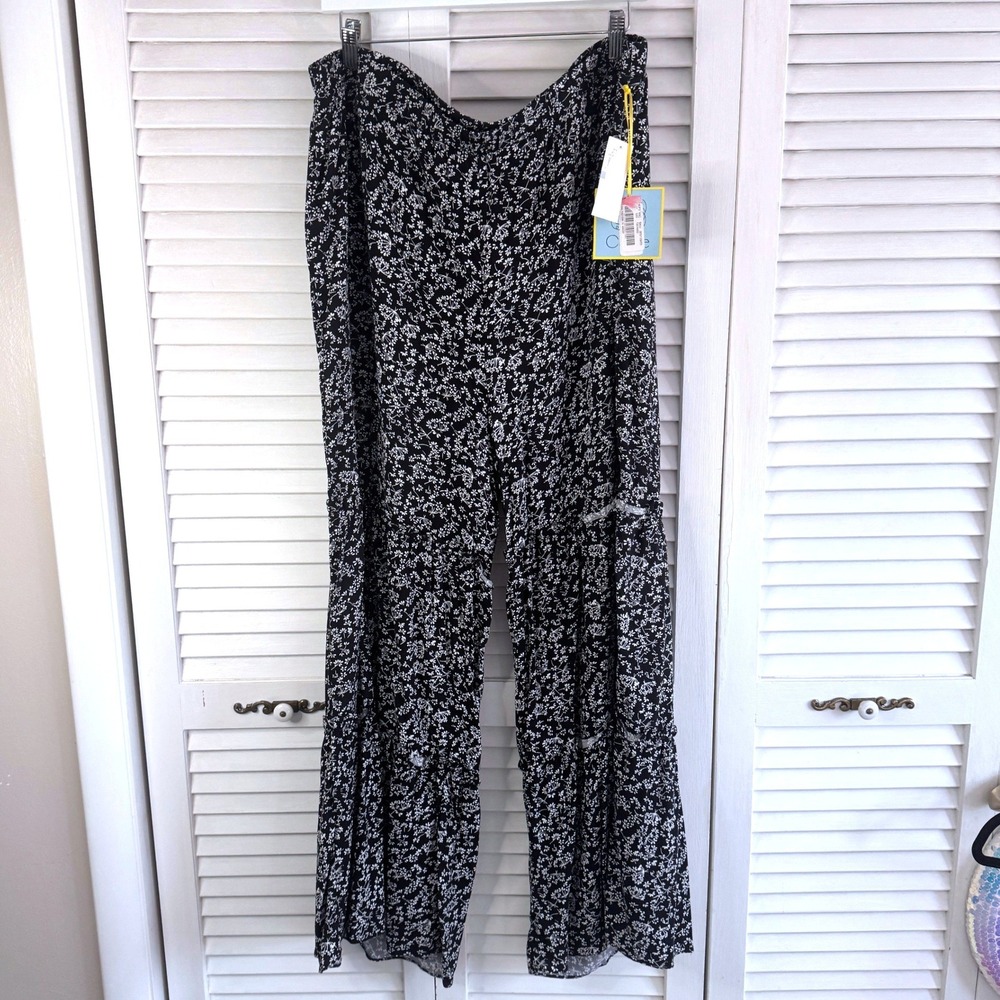 CECE Womens Plus Size Floral Baggy Boho Ruffle Bottoms‎ SZ 1X NWT